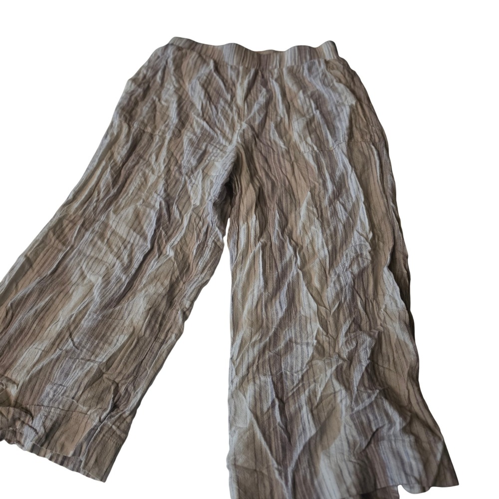 Splendid Collection Striped Linen Blend Wide Leg Crop Pants Small RM1C751